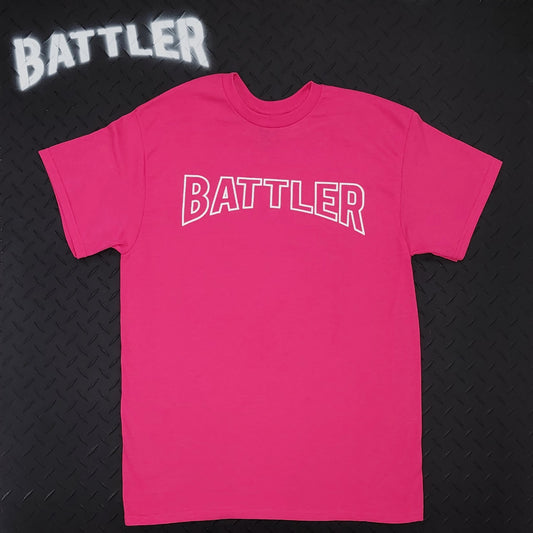 Classic Battler Tee (Hollow Version - White on Pink)
