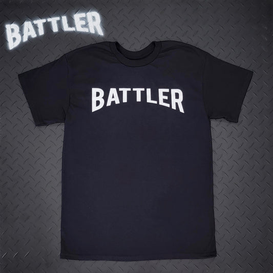 Classic Battler Tee (White on Black)