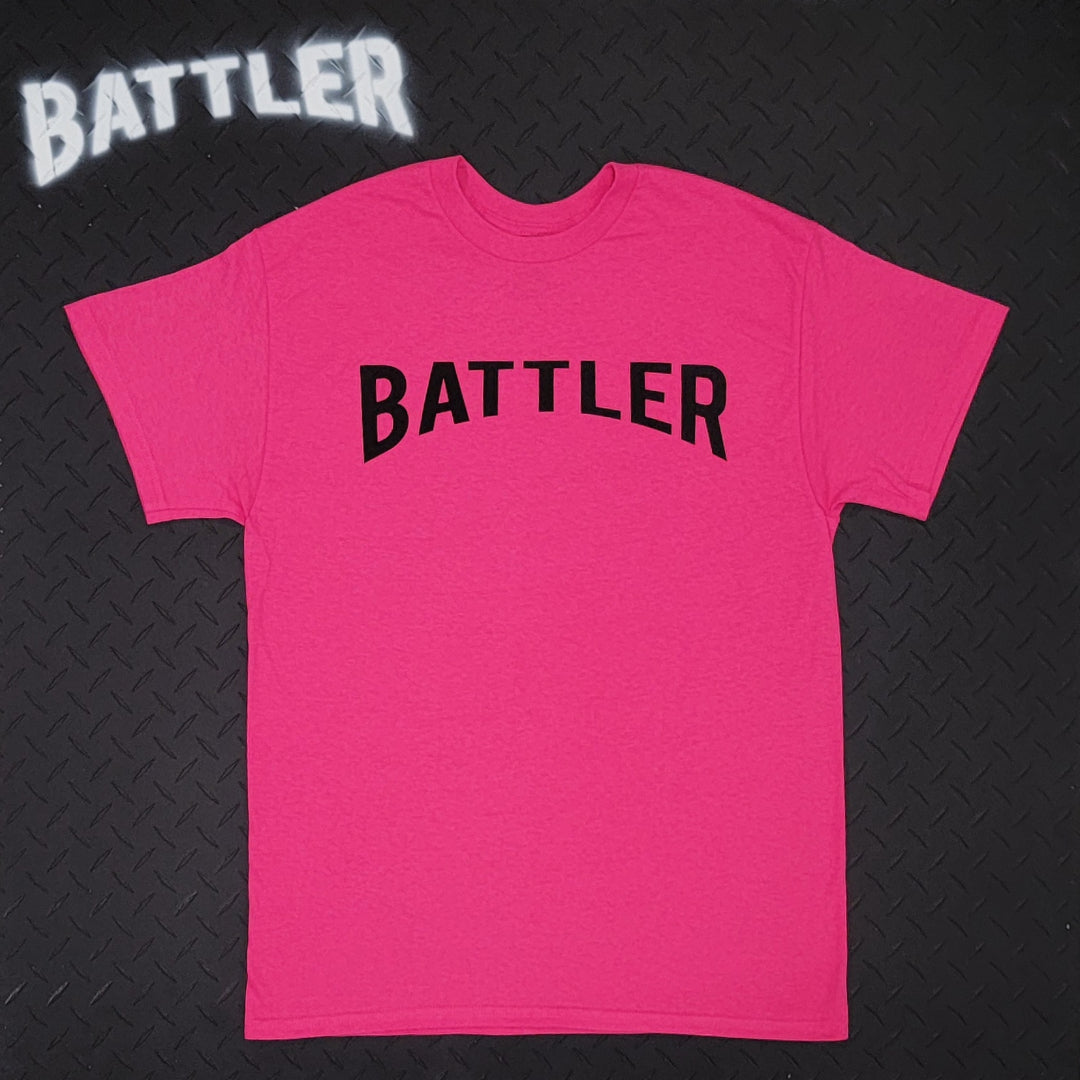 Classic Battler Tee (Black on Pink)