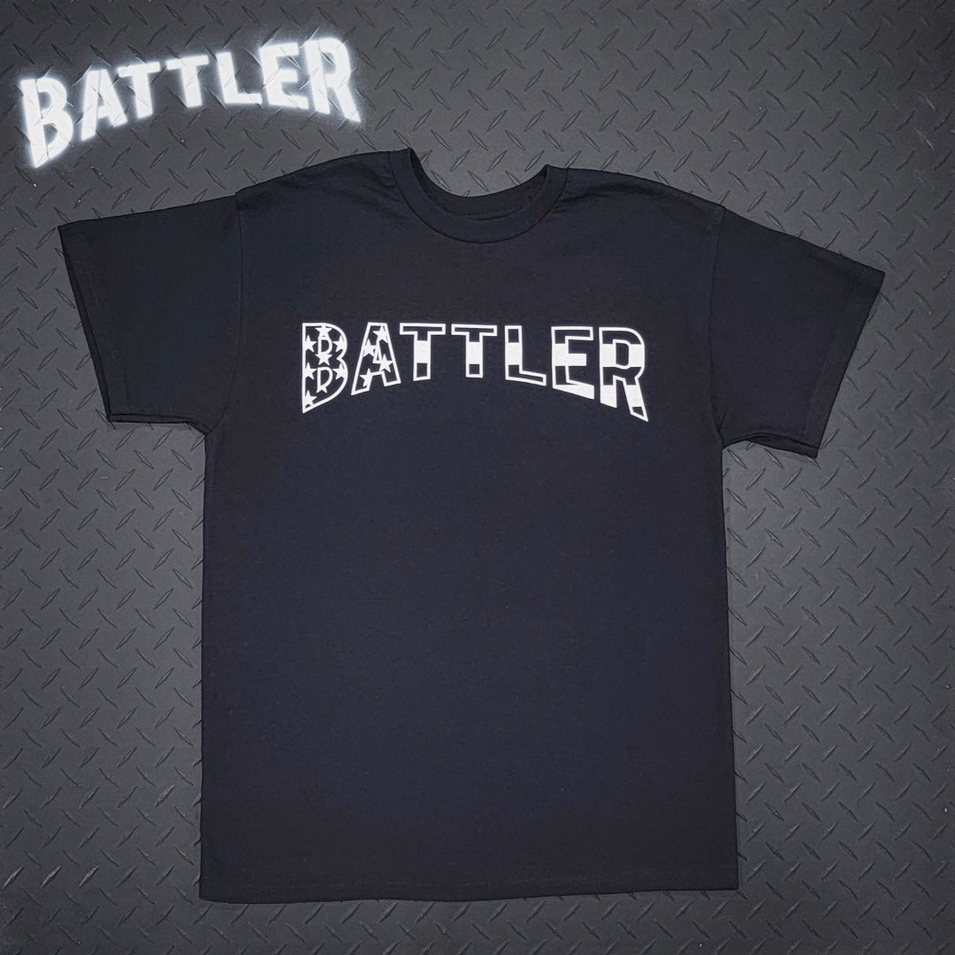 Stars N' Stripes Battler Tee (White on Black)