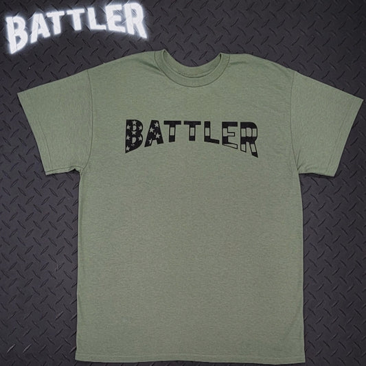 Stars N' Stripes Battler Tee (Black on Military Green)