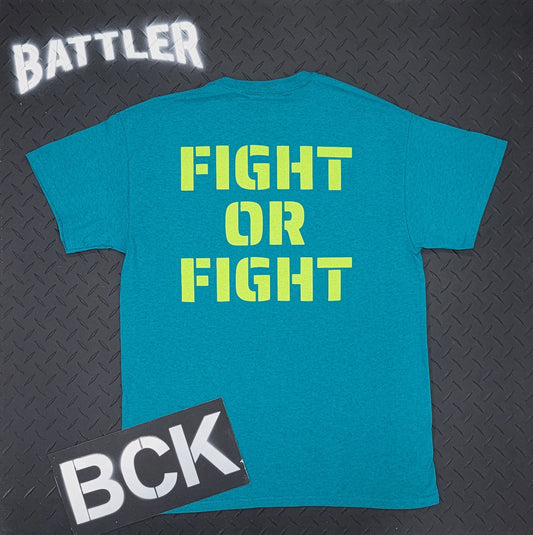 FIGHT OR FIGHT Tee (Bright Green on Antique Jade Dome)