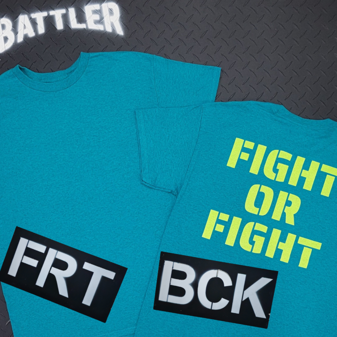 FIGHT OR FIGHT Tee (Bright Green on Antique Jade Dome)