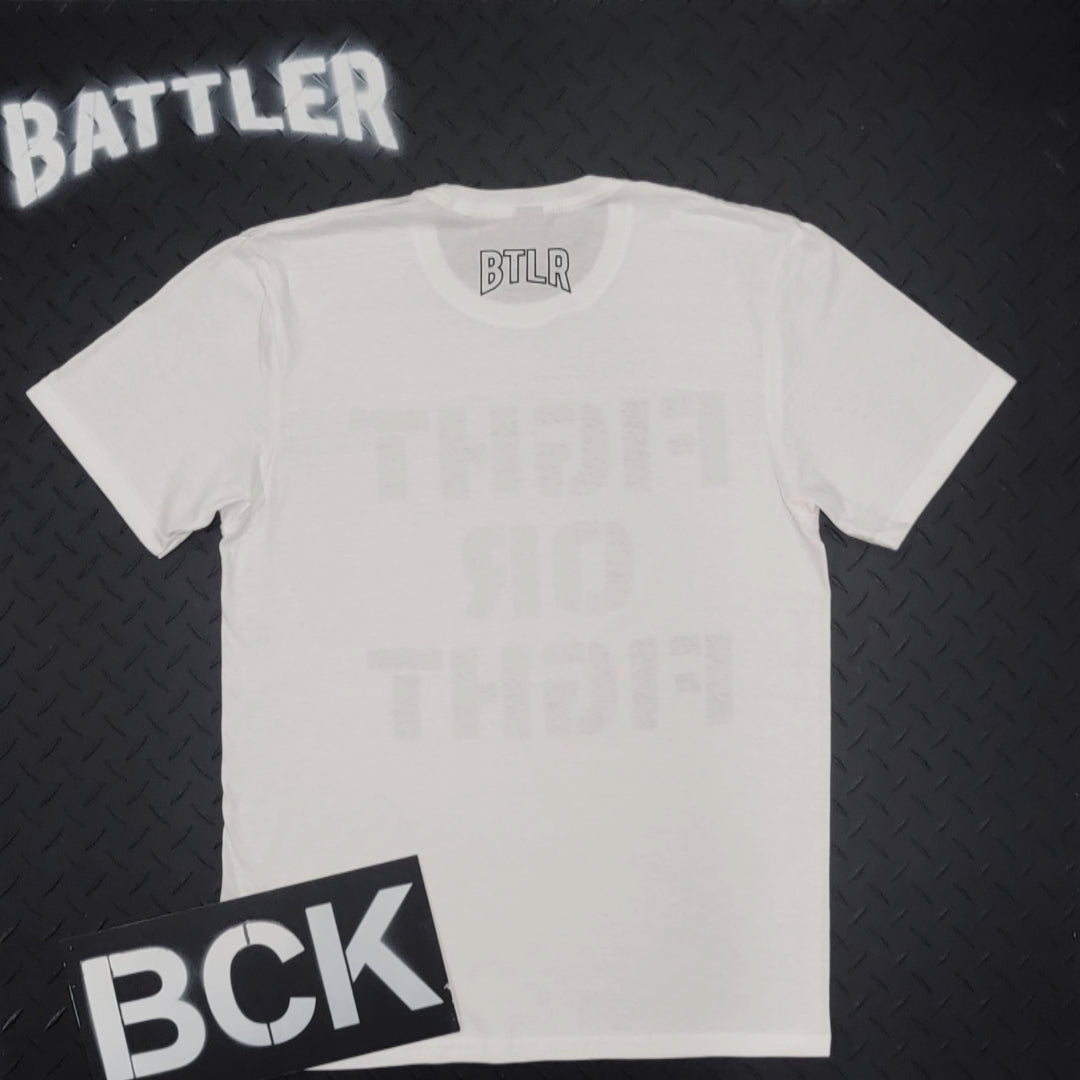 Double-Sided FIGHT OR FIGHT / BTLR Tee (Black on White)
