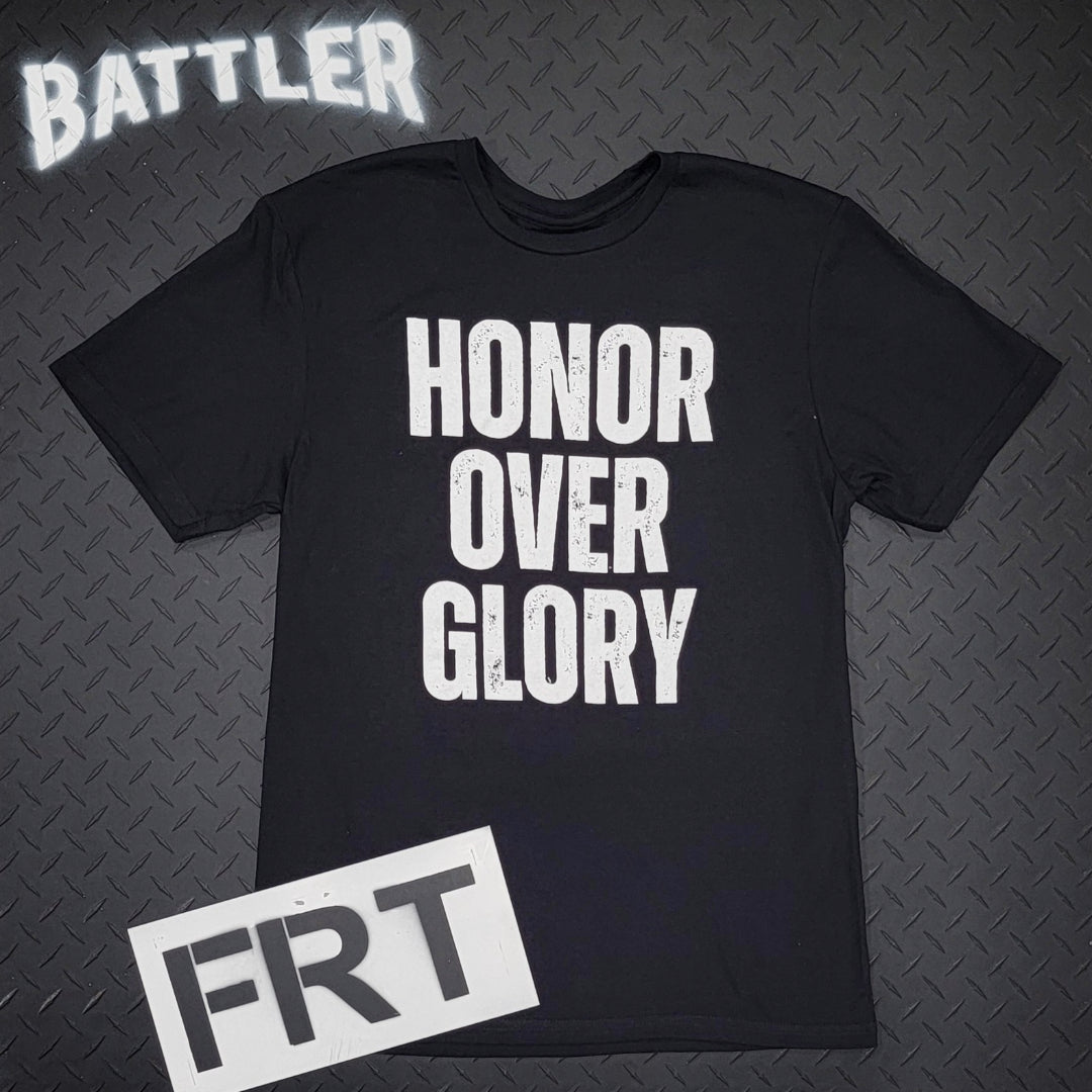Double-Sided Honor Over Glory / BTLR Tee (White on Black)