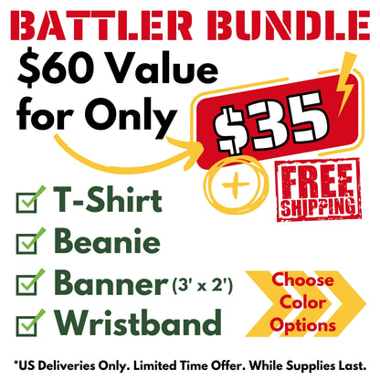 BATTLER BUNDLE (T-Shirt; Beanie; Banner; Wristband) [FREE Shipping*]