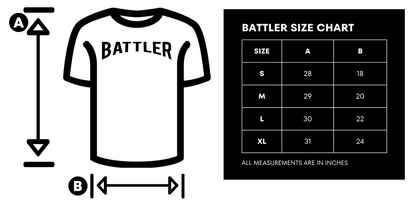 Classic Battler Tee (Vertical Version - White on Red)