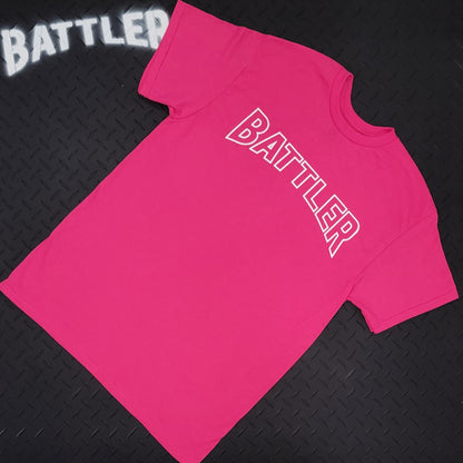 Classic Battler Tee (Hollow Version - White on Pink)