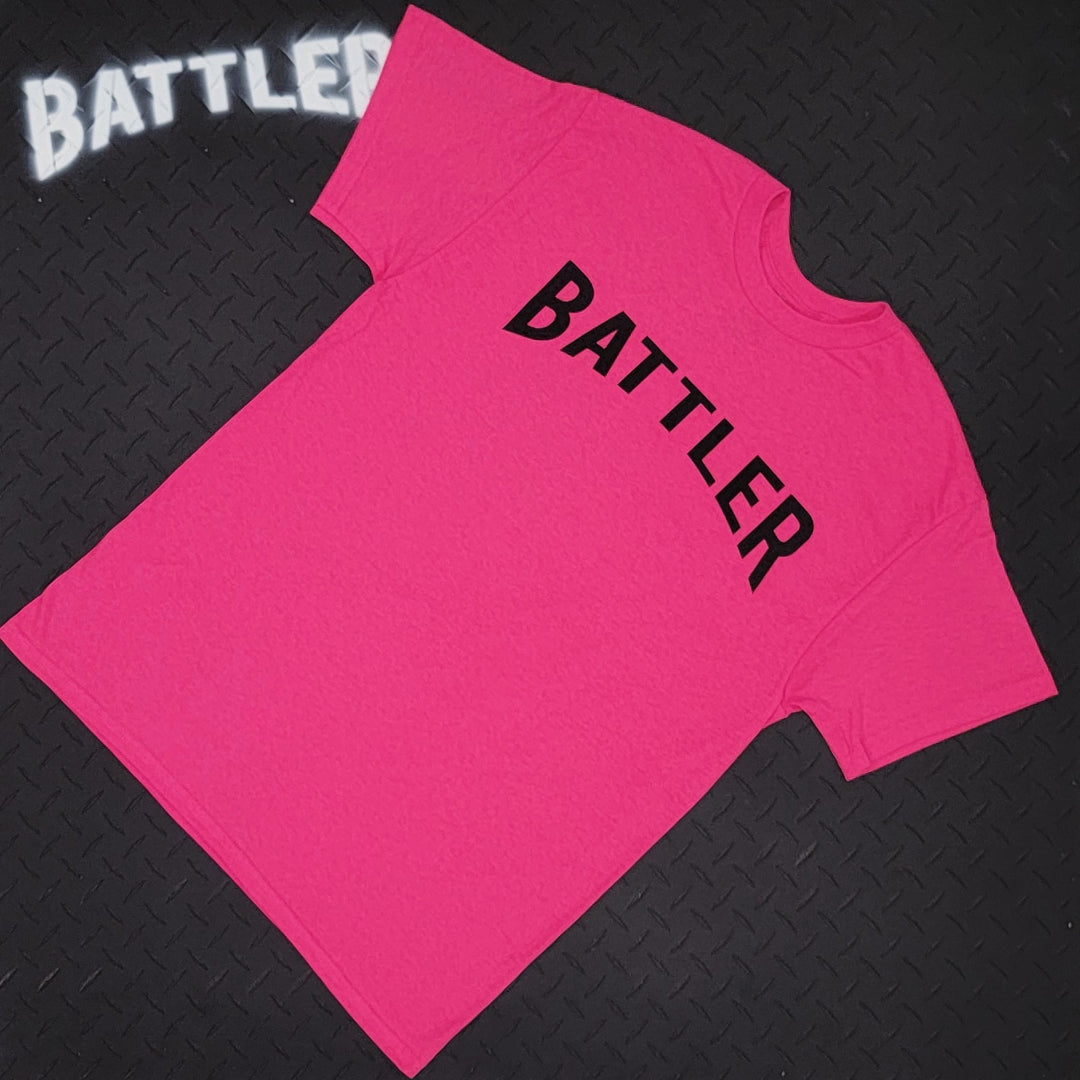 Classic Battler Tee (Black on Pink)