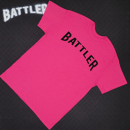 Classic Battler Tee (Black on Pink)