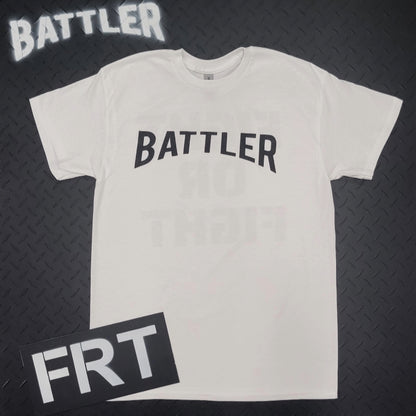 Double-Sided Battler / FIGHT OR FIGHT Tee (Black on White)