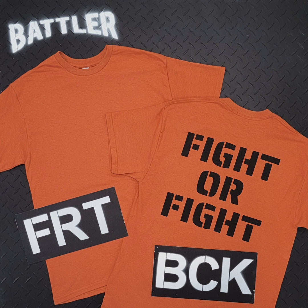 FIGHT OR FIGHT Tee (Black on Texas Orange)