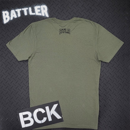 Double-Sided Honor Over Glory / BTLR Tee (Black on Military Green)