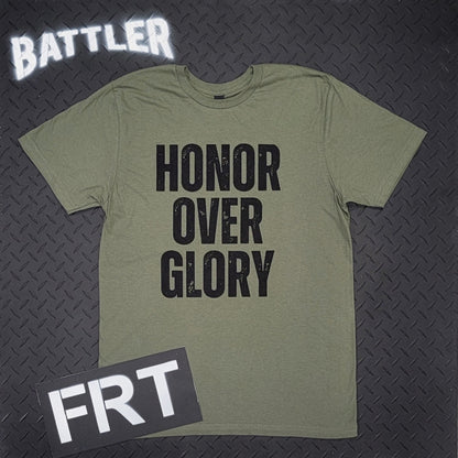 Double-Sided Honor Over Glory / BTLR Tee (Black on Military Green)